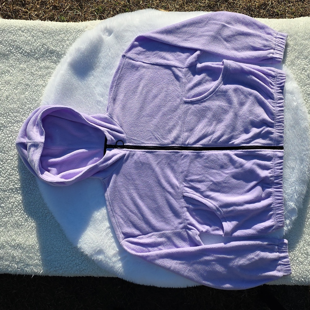 Purple Lavender Hooded Polar Fleece Zip-Up Jacket Hoodie NoBoundaries XL Juniors
